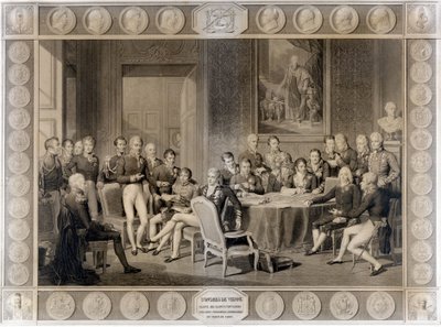 A bécsi kongresszus. A bécsi kongresszus 1815-ben. I. Sándor cár; H.R.Stewart, Castlereagh; I. Ferenc, Ausztria császára; III. Frigyes Vilmos porosz király; Karl August, Hardenbergh hercege; Wilhelm von Humboldt (William of Humboldt alkotó: Unknown artist