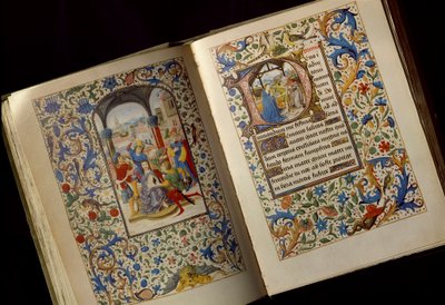 A tüskék megkoronázása A „Burgundiai Mária (1457-1482) Órakönyve” (Cod. 1857) nyitott kéziratának dupla oldala, 15. század vége Osterreichische Nationalbibliothek Vienna alkotó: Unknown artist