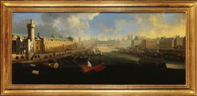 A Louvre Grande Galerie-ja, a Porte Neuve-vel, a Pont-Neuf-fel, a Cité-vel, az épülő Collège des Quatres-Nations-zal és a Quai Malaquais-val, 1665 körül, 1665 és 1670 között (olaj, vászon) alkotó: Unknown artist