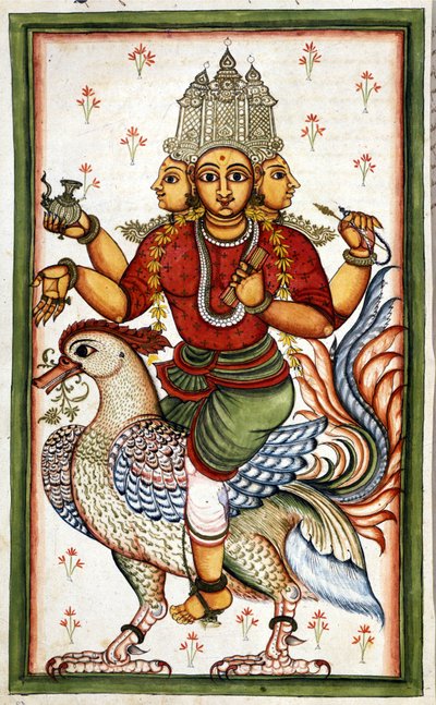 A hindu istenség, Brahma oldal a Stefano Nivibus Cardeira „Mogol története” (Moghul vagy Moghol) kéziratából (8300). 18. század. Bibloteca marciana, Velence alkotó: Unknown artist