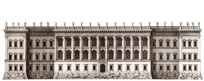 A párizsi Louvre, Gian Lorenzo Bernini projektje: a Tuileries felőli főhomlokzat kiemelése - Jacques-Francois Blondel "" Architecture francoise"-ból - Cote jardin de Tuileries főhomlokzatának megemelése - Bernin projektje - Je metszet alkotó: Unknown artist