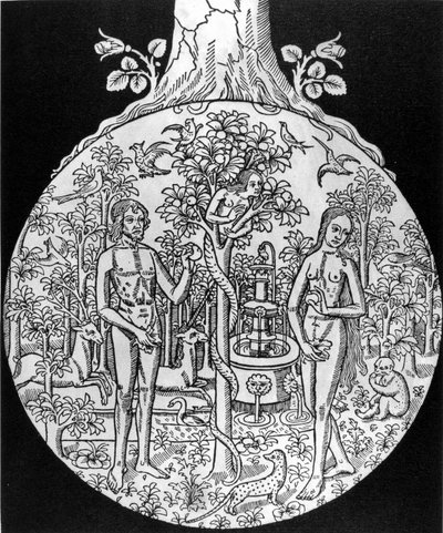 A tudomány fája (Ádám és Éva a Paradicsomban) - metszet, deb. 16. század, Jean Adhemar „” L
