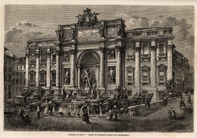 Az 1762-ben elkészült római Trevi-kút a barokk stílus 18. századi olaszországi megörökítésének példája, a Palazzo Poli alapján ez a monumentális, diadalív formájú alkotás összetöri azt az apró teret, amelyen található. található. alkotó: Unknown artist