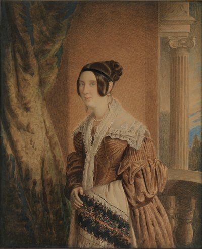 William Hewett kapitány felesége, 1840 körül (akvarell, fa, üveg) alkotó: Unknown artist