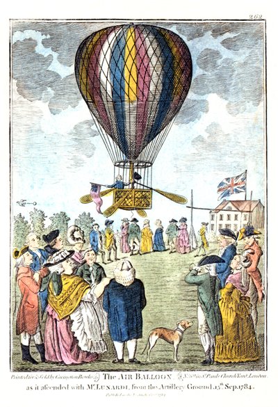 "A léggömb, ahogy Lunardi úrral felemelkedett a tüzérségi földről, 1784. szeptember 15. alkotó: Unknown artist