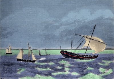 Egy dhow (arab csónak) elfogása a madagaszkári partok mentén. alkotó: Unknown artist