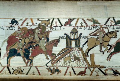 Bretagne meghódítása Normandia Herceg Hódító Vilmos (1027-1087) által: a renne-i részlet a Bayeux-i gobelin vagy Mathilde királynő hímzése által. alkotó: Unknown artist