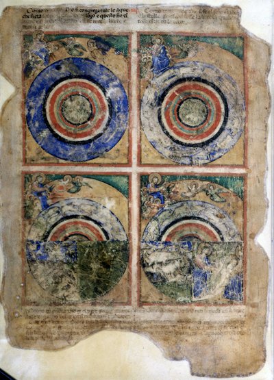 A világ teremtése. Genesis. Miniatűrök a 212-es kódexből (vagy Padovano kódexből vagy Páduai Bibliából) 1390-1400 Rovigo, Accademia dei Concordi alkotó: Unknown artist