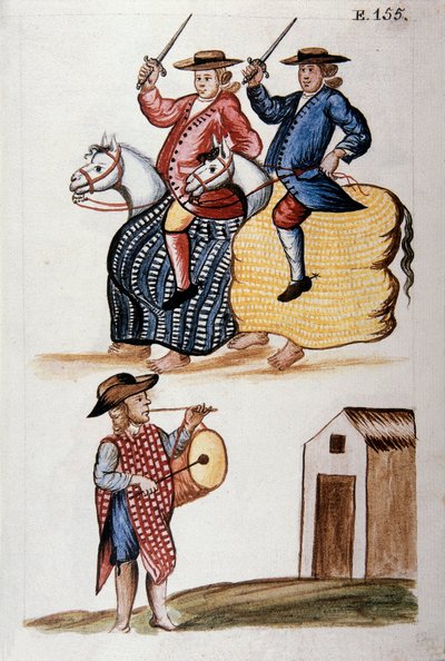 A kis ló tánca, a "Trujillo del Peru" vagy "Codex Martinez Companion" című könyvéből, Baltazar Martinez Companion és Bujanda, Trujillo püspöke (1782-1785) alkotó: Unknown artist