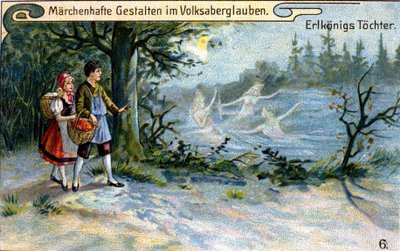 A tündék királyának lányai. A német mitológia csodálatos karaktere. századi kromolitográfia. alkotó: Unknown artist