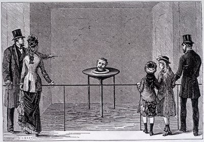 Robert Houdin „decapite parlantájának” élménye – metszet, 19. század vége alkotó: Unknown artist