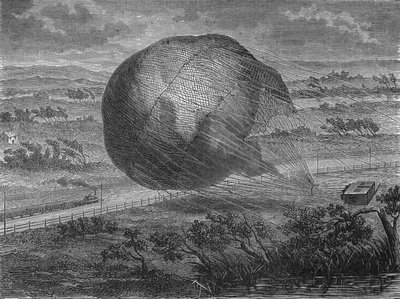 A „The Giant”” labda lezuhanása Hannoveri síkságon 1863-ban, fedélzetén Jules és Louis Godard, Felix Nadar, felesége, Fernand Montgolfier és Thirion. In” Album de la Science”, Éditions Jouvet alkotó: Unknown artist