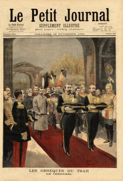 Sándor cár (1815-1894) obszekvei a Szent Péter-Pál-székesegyházban, a Romanov nekropoliszában, a szentpétervári erőd közepén. Metszet a „” Le petit journal”-ban 1894.11.25. Selva gyűjteménye. alkotó: Unknown artist