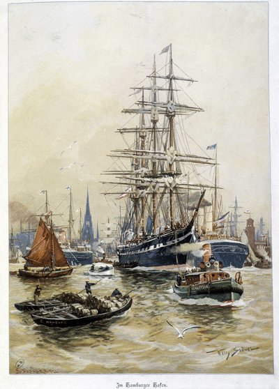 Hamburg kikötője a XIX alkotó: Unknown artist