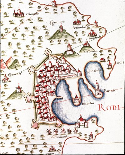 Rodosz kikötője Görögországban (Castellini portulán részlete alkotó: Unknown artist