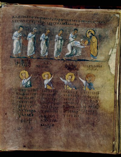 A bíborszínű Codex Rossanensis, 6. század (kézirat) alkotó: Unknown artist