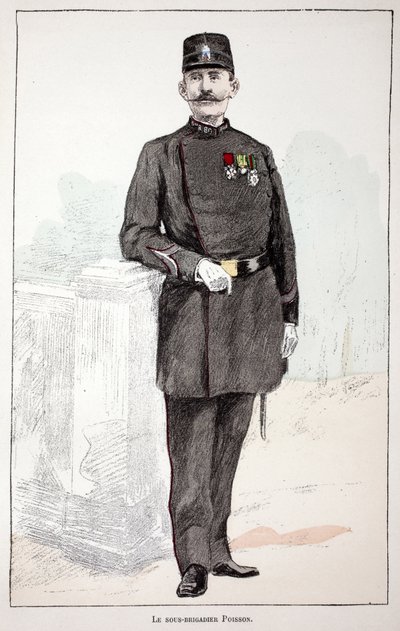 Az aldandár (aldandár) Poisson. Színes rézkarc, illusztrációként „” A békefenntartók hadtestének története”” című könyv Louis Lepine (1846-1933) Szajna menti rendőrprefektus gondozásában jelent meg Alfred Rey (1864-?) és Louis gondozásában. alkotó: Unknown artist