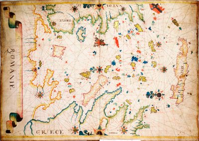 Ez a fajta korai pergamen tengeri térkép a Földközi-tengeren keletkezett a 13. században. 1610 körül (kézirat). alkotó: Unknown artist