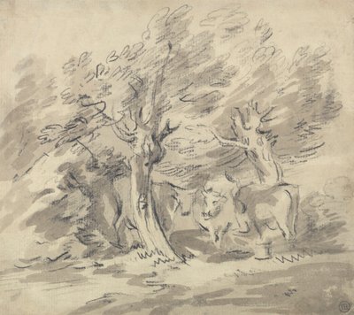 Három tehén állt egy csoport fák alatt alkotó: Unknown artist