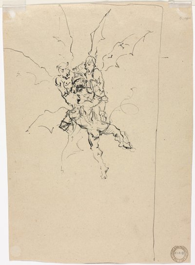 Három démon lovagot tartva (verso) alkotó: Unknown artist
