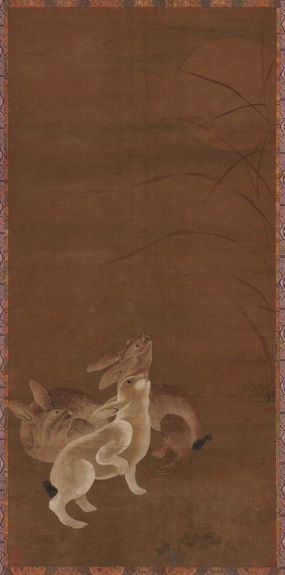 Három nyúl nézi a Holdat alkotó: Unknown artist