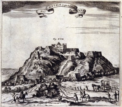 Tibet. Kilátás a Pothala-ra, a palotára vagy a Dalai Lámára Lhászában. Athanasius Kircher (1601-1680), jezsuita, orientalista és német tudós „De China Monumenta” című műve, Amszterdam 1667. alkotó: Unknown artist