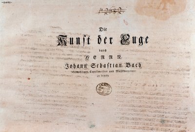 Johann Sebastian Bach A fúga művészete című kottájának címlapja alkotó: Unknown artist