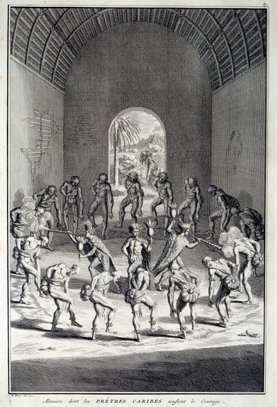 Hagyományos tánc: Rítusok a karibok bátortáncában, Nyugat-India (Közép-Amerika). 18. századi metszet. Chartres, Szépművészeti Múzeum alkotó: Unknown artist