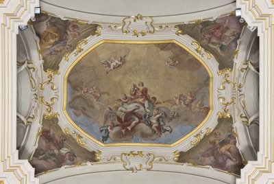 Szentháromság és Szent István dicsőségben a négy evangélistával alkotó: Unknown artist