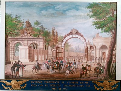 Agustin Iturbide (1783-1824), a Független Mexikó első császárának diadalmas bejárata Mexikóvárosban 1821.09.07 (A szabad Mexikó első császárának, Agustin Iturbide diadalmenete Mexikóvárosban, szeptember 7. alkotó: Unknown artist