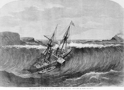 Szökőár 1867. A Saint Thomas-i földrengés okozta azokat a nagy hullámokat, amelyek 1867-ben sújtották a „La Plata” vonalhajót. alkotó: Unknown artist