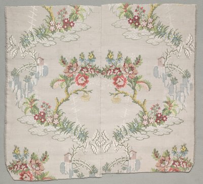 Figurált selyem két összeillesztett töredéke alkotó: Unknown artist