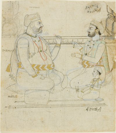 Két Rajput nemes egy gyermekkel alkotó: Unknown artist