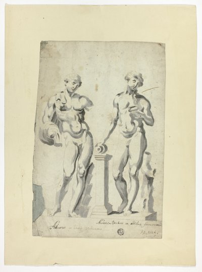 Két szobor: Antinous a Vatikáni kertekben és Nisaus Bacchus a Farnese-palotában alkotó: Unknown artist