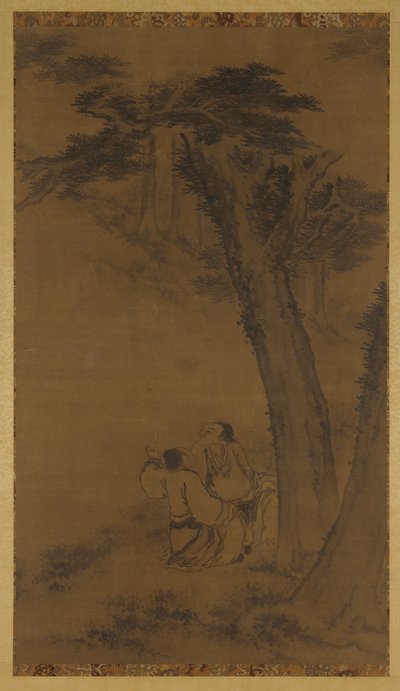 Két alak a domboldalon a fák alatt alkotó: Unknown artist