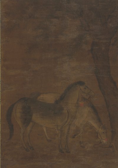 Két ló egy fa alatt alkotó: Unknown artist