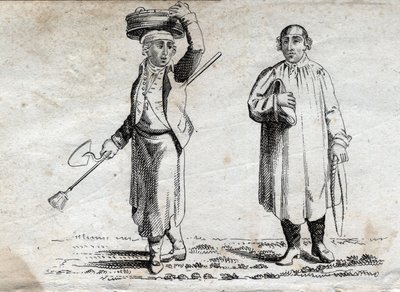 Két parasztember, 18. század végi metszet, magángyűjtemény. alkotó: Unknown artist