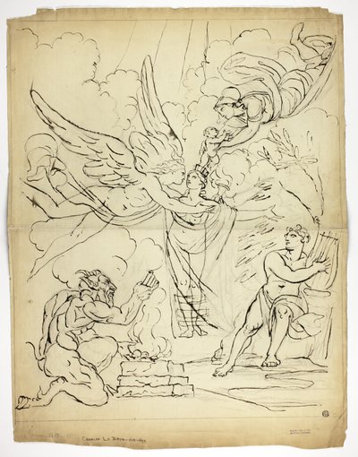 Azonosítatlan mitológiai születési jelenet (recto); Ámor és psziché (fordítva) alkotó: Unknown artist