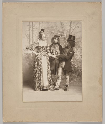 Cím nélkül (színházi jelenet 3 figurával: a tenyérjós) alkotó: Unknown artist