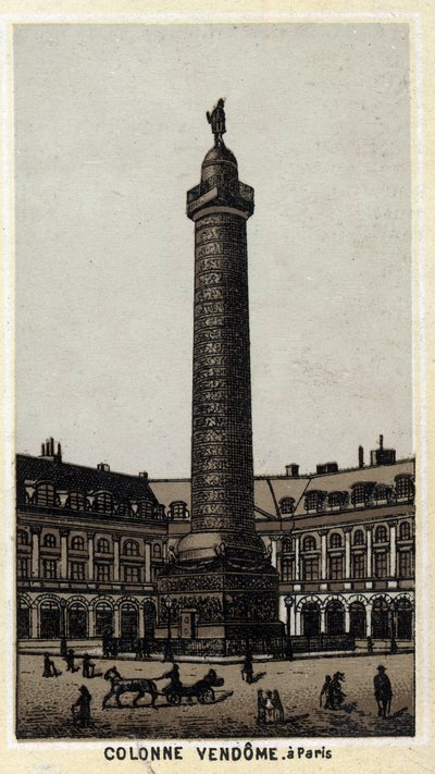 Vendome oszlop a párizsi Place du azonos nevű téren. század végi kromolitográfiája. alkotó: Unknown artist