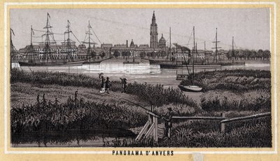 Kilátás Antwerpenre, Belgiumra (flamand régió). alkotó: Unknown artist