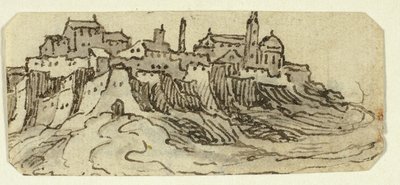 Kilátás a Hill Town-ra a katedrálissal alkotó: Unknown artist