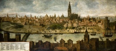 Hispalis (Sevilla), Anonymous kilátása. Olaj, vászon, mérete: 108x242 alkotó: Unknown artist