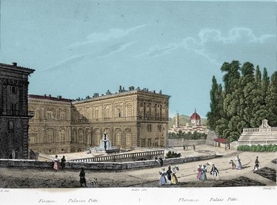 Kilátás a Pitti-palotára Firenzében. 19. század alkotó: Unknown artist