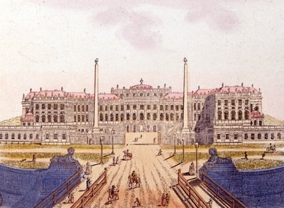 Kilátás a Schonbrunni kastélyra, az osztrák császári család egykori rezidenciájára, Bécs, Ausztria, metszet 1820-ból alkotó: Unknown artist