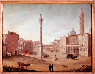 Kilátás a Santa Maria Maggiore-bazilikára (Santa Maria Maggiore) Rómában Anonymous akvarell. 18. századi Róma, római múzeum alkotó: Unknown artist