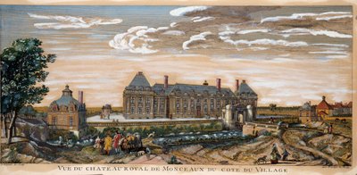 Kilátás a Chateau Royal de Monceaux-ra. Metszet 1740-ből. Magángyűjtemény. alkotó: Unknown artist
