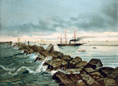 A Szuezi-csatorna látképe 1869.09.17-én avatják fel. századi kromolitográfiája alkotó: Unknown artist