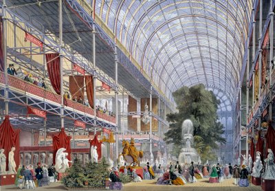 Kilátás az egyetemes kiállításra a Crystal Palace-ban, amelyet Joseph Paxton épített erre az alkalomra, 1851-ben Londonban alkotó: Unknown artist