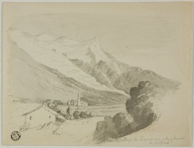 Kilátás Chamonix falujára és a Bossons-gleccserre alkotó: Unknown artist